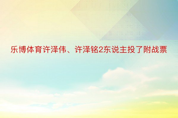 乐博体育许泽伟、许泽铭2东说主投了附战票